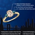 thumbnail image 2 of Gem Stone King 10K Yellow Gold Peach Morganite and Blue Diamond 3-Stone Ring for Women | 1.20 Cttw | Oval 8X6MM | Gemstone October Birthstone | Size 5, 2 of 6
