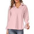 thumbnail image 4 of Women's Basic Button Down Shirts Collared Long Sleeve Plus Size Simple Stretch Formal Solid Casual Work Blouse Tee, 4 of 6