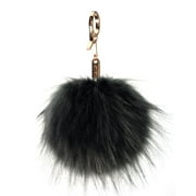 C.C Enlarged Faux Fur Pom Pom Key Chain Key Ring Handbag Tote Accessory - Dark Gray
