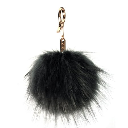 C.C Enlarged Faux Fur Pom Pom Key Chain Key Ring Handbag Tote Accessory - Dark Gray
