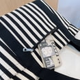 thumbnail image 4 of Bolso tote a rayas Bolsos de hombro tipo cartera diarios en blanco y negro con bolsillos múltiples, 4 of 5