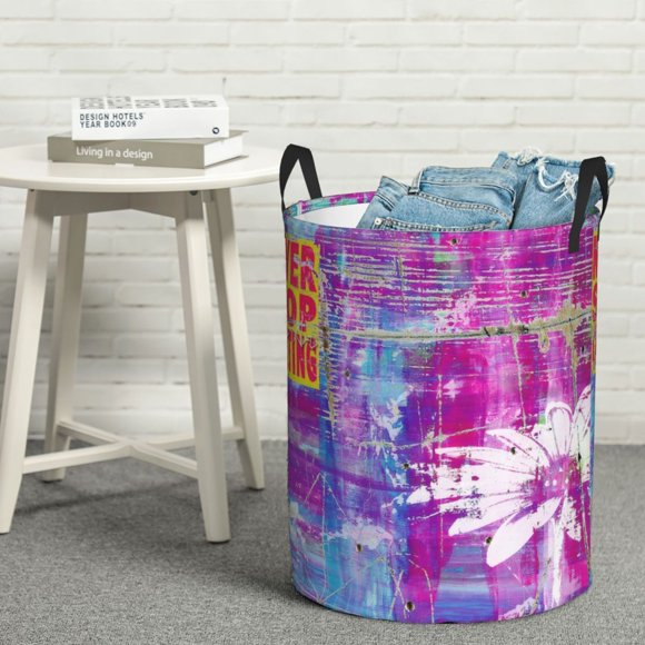 YFYANG Waterproof Laundry Hamper, Graffiti Wall Art Laundry Basket Oxford Fabric with Handle Foldable, M