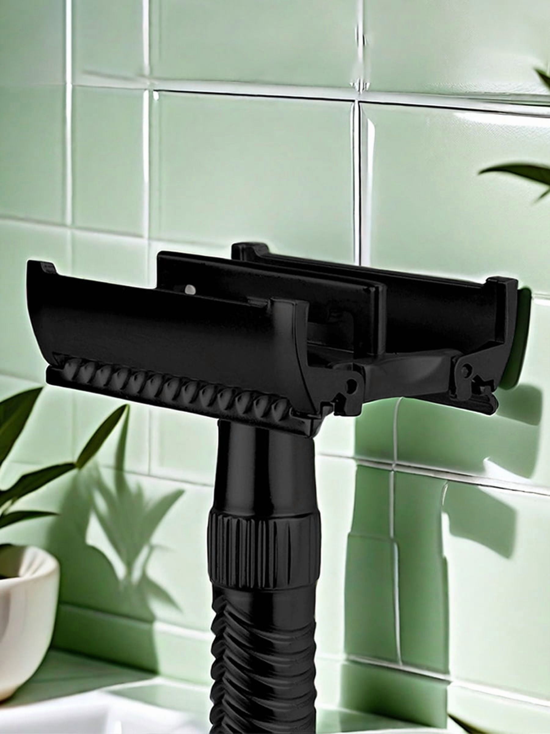 Waysh Double Edge Safety Razor Kit for Men, with Ergonomic Grip Handle, Matching Stand, and 20 Blades, Matte Black