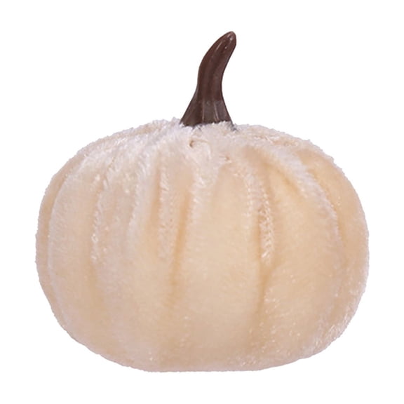 Halloween Pumpkin Decor Artificial Fake Faux Velvet Foam Fabric Pumpkins Decoration for Fall Home Farmhouse Harvest Thanksgiving Decorative (White,2.36in / 6cm)