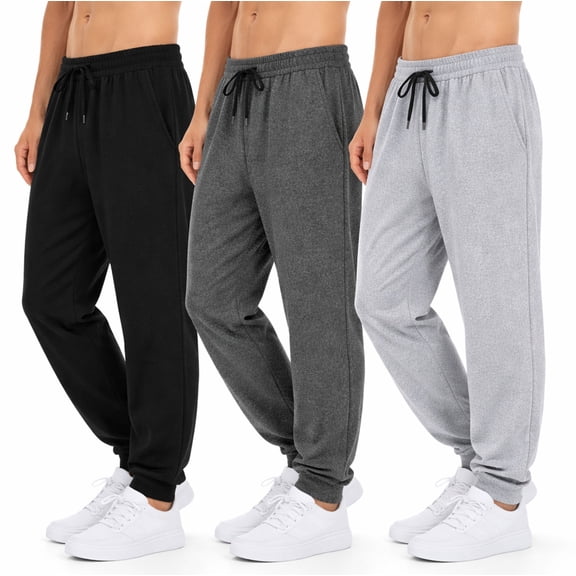 SMNDY 3 Pack Men's Active Athletic Casual Jogger Running Sweatpants Workout Gym Pants with Pockets