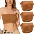 thumbnail image 2 of 3 piezas de sujetador deportivo sin relleno y sin tirantes convertible para mujer - Spandex de encaje, ajuste elástico, top sin tirantes para yoga/fiesta/verano, 2 of 4