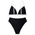 thumbnail image 4 of Women Triangle High Cut Bikini Sets Sexy High Waisted Color Block Two Piece Swimsuits Push Up Bathing Suits(Black White,M), 4 of 5