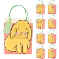 Cheerland 8 Pcs Bunny Birthday Decorations Rabbit Favor Bags Kids Goodie Small Paper Gift Treat Bag for Easter
