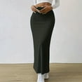 thumbnail image 3 of WBQ Women's Side Slit Ribbed Knit Bodycon High Waisted Casual Long Skirts, 3 of 7