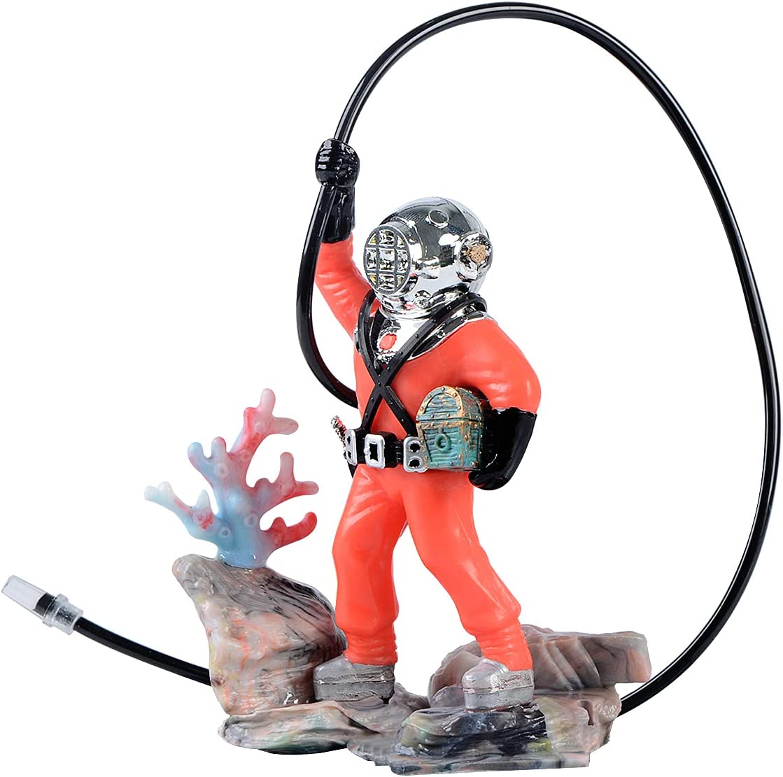 Saim Action Aquarium Ornament Diver with Hose Live Action Aerating Aquarium Air Bubbler Fish