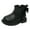 Black, variant on Toddler Girls Slip On Combat Boots Kids Wide Toe Box Ankle Chelsea Booties Platform Fall Boots with Side Zipper Brown Size 8 Toddler