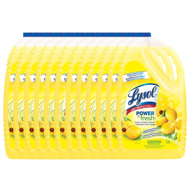Lysol Recharge de Nettoyant Tout Usage, Citron, Méga Valeur 4,26 Litres (12 pack)