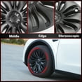 thumbnail image 6 of Ikon Motorsports, Wheel Hubcaps Rim Cover Compatible With 2020-2024 Tesla Model Y Matte Black Uberturbine Style ABS Plastic 19'' Hub Caps Hubcap Wheel Cover Rim Skin Covers 4PCS Replacement, 6 of 9