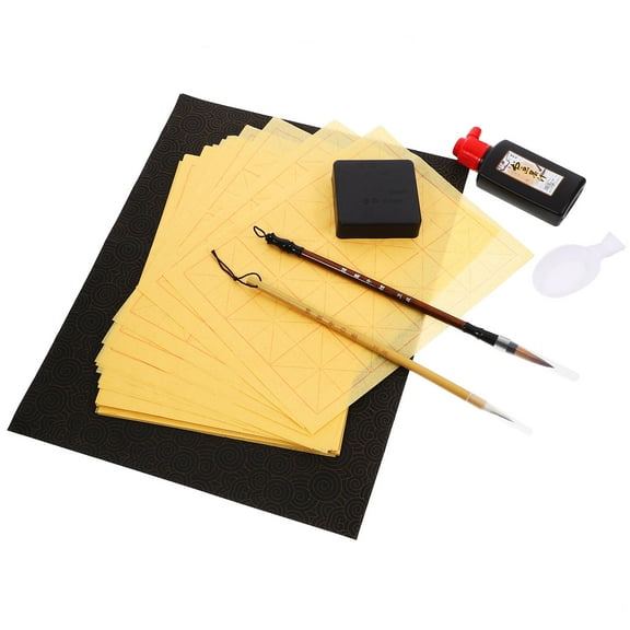 GOOHOCHY Beginner Calligraphy Pens Set with Ink Stone, Writing Brush, and Paper for Practice Use, Multi Color