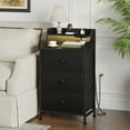 thumbnail image 4 of GUNAITO 3 Drawers Nightstand Set of 2 with Charging Station, Bedside Table with LED Light, Modern End Side Table for Bedroom Living Room，Black, 4 of 9