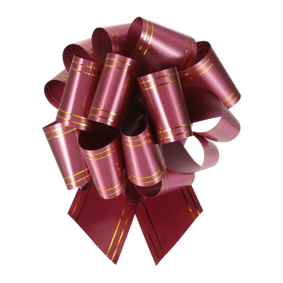 10pcs 4 Inch Large Pull Bow Metallic Wine Red Gift Wrapping Bows with Gold Edge