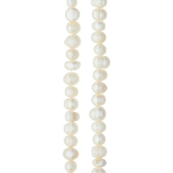 White Pearl Rondelle Beads - 8mm by Bead Landing