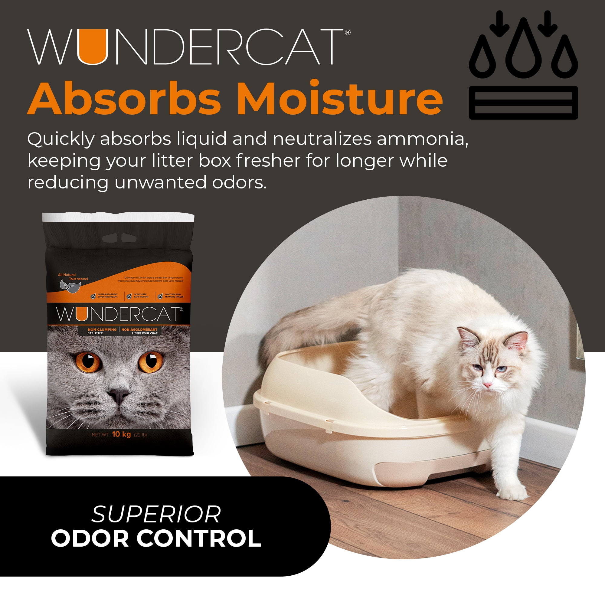 Progressive Planet Wundercat Non-Clumping Cat Litter, 22lbs - Lightweight & Food-Grade Diatomaceous Earth Litter - Superior Moisture & Odor Absorption - Low-Tracking