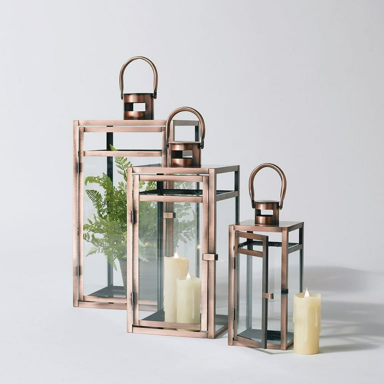 Flameless Three Candles Floor Lantern Flameless Three Candles Floor Lantern