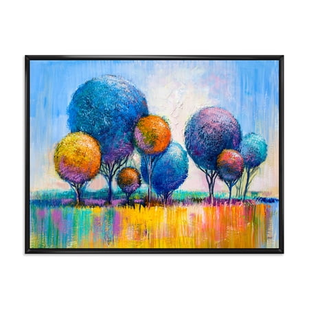 Designart Autumn Colorful Fantasy Trees IV Modern Framed Canvas Wall Art Print