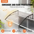 thumbnail image 4 of 120 Inch x 40 Inch Window Door Awning Canopy, UV50+ PC Sunshade Sheet, Waterproof Outdoor Patio Cover for Sun Rain Snow Protection, Transparent, 4 of 11