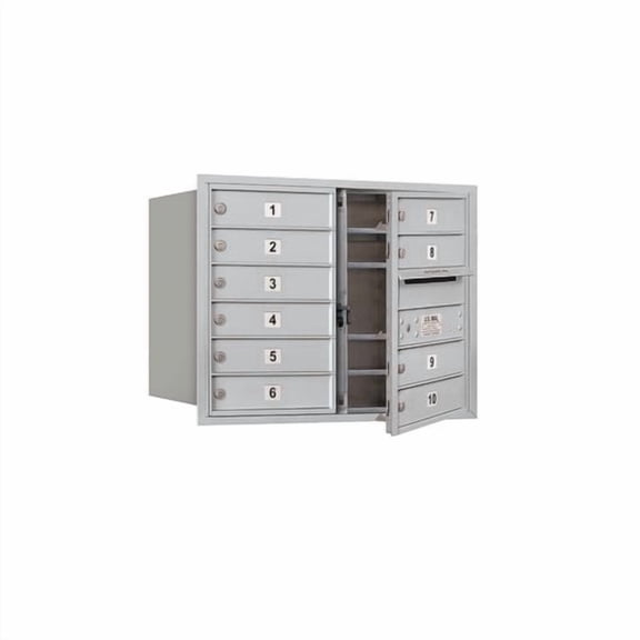 Salsbury Industries Recessed Private 11 Door Front Load 4C Horizontal Mail Center with 1 Parcel Locker