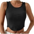 thumbnail image 2 of Njoeus Womens Crew Neck Crop Tank Top Summer Basic Ribbed Knit Crop Tops Sleeveless Shirts Casual Blouses, 2 of 9