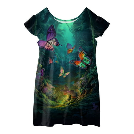 

Tosmy Girls Dresses Toddler Girls Summer Butterflies Black Gloden Dress Sleeveless Back Bowknot Sundress Casual Beach Princess Dresse Fashion Clothes