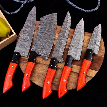 Custom Handmade Damascus steel chef Knives set kitchen knife set x256