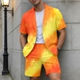 thumbnail image 2 of IWRICH Men's Short Sleeve Suit Sets Tie-Dye Formal Blazer Jacket and Shorts Wedding Party Business Casual Attire 07-Orange S, 2 of 4