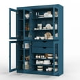 thumbnail image 5 of 100% Solid Wood 48.5" Pantry China Cabinet with Clear Glass Doors, 2-Drawers and Adjustable Shelves, 5 of 6