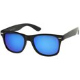 thumbnail image 3 of zeroUV Unisex Matte Finish Color Mirror Lens Large Square Horn Rimmed Sunglasses 55mm (Black / Ice) - 55mm, 3 of 5