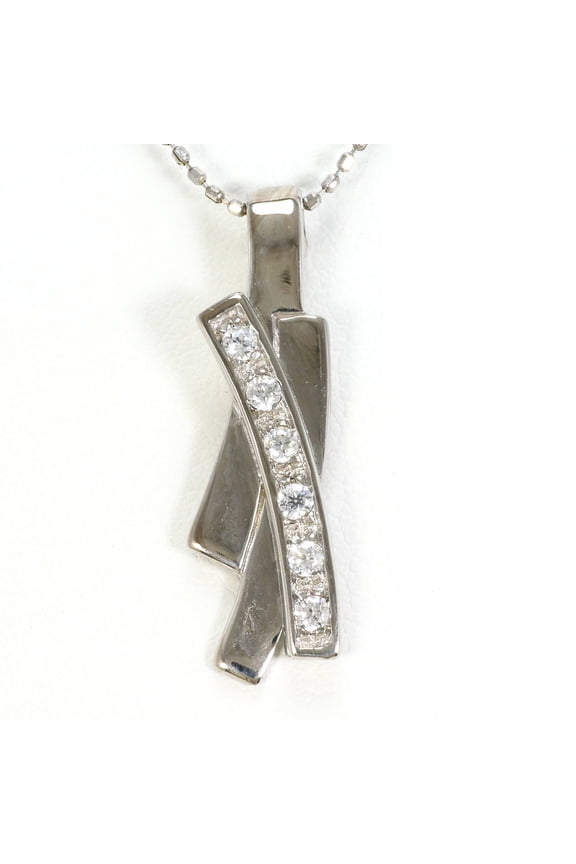 Pre-Owned 18K (18-karat white gold) necklace with cubic zirconia, total weight 3.2g, 40cm...
