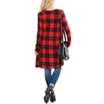 thumbnail image 4 of LACOZY Womens Open Front Cardigan Buffalo Plaid Shirt Large Size Red, 4 of 5