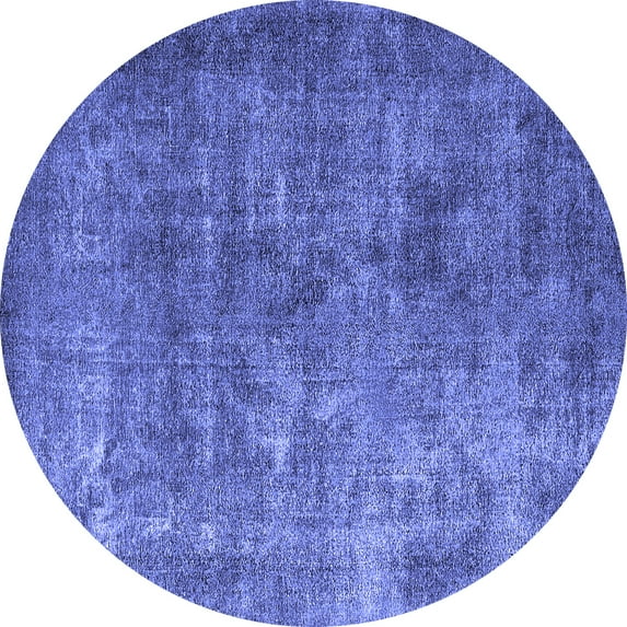Ahgly Company Machine Washable Indoor Round Oriental Blue Industrial Area Rugs, 6' Round