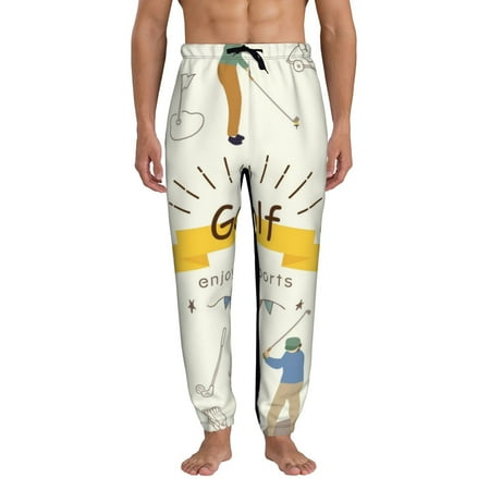 Qekee Golf Icons And Golfer Pattern Mens Sweatpants Men s Midweight Lounge Pants-3X-Large