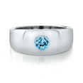 thumbnail image 2 of Gem Stone King 1.00 Ct Round Swiss Blue Topaz 925 Sterling Silver Men's Ring (Size 13), 2 of 2