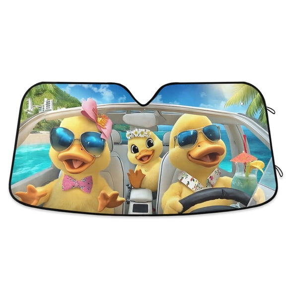 ALAZA Three Ducks Pattern Car Windshield Sun Shade Foldable UV Ray Sunshade Visor Protector 55 x 27.6in