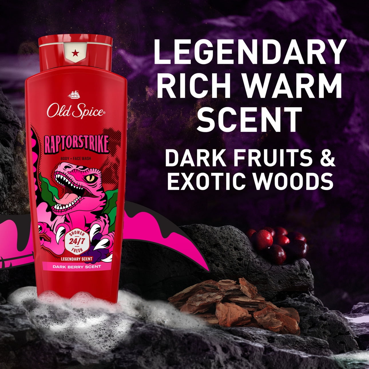 Old Spice Body Wash for Men, Raptorstrike, Long Lasting Lather, for All Skin Types, 24 fl oz