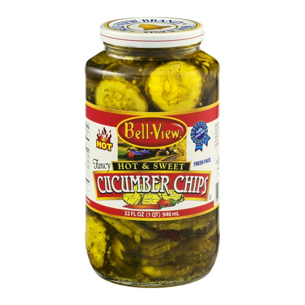 BellView Cucumbers Chips Hot & Sweet, 32.0 FL OZ
