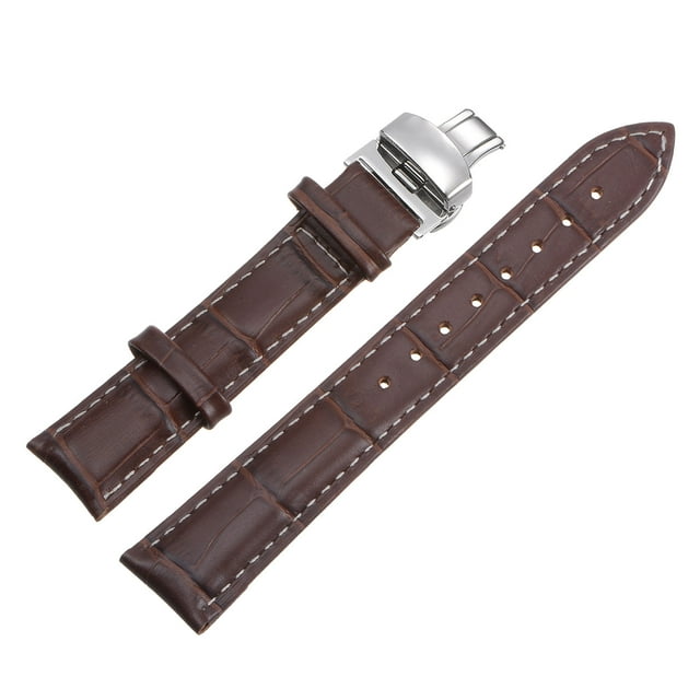 Unique Bargains Cowhide Leather Band Replacement Kit Deployment Buckle Watch Strap 23mm with Spring Bars, Light Brown