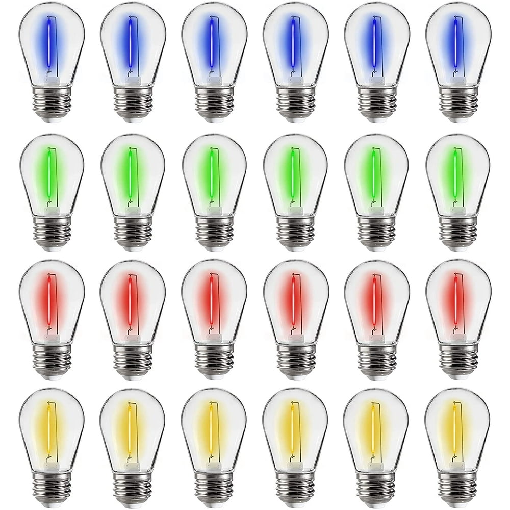 FLSNT LED String Light Bulb S14 1W E26 Base,Waterproof Outdoor Indoor
