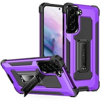 Samsung Galaxy S21 FE Case, Rosebono Hybrid Slim Colorful Armor Shockproof Impact Resistant Protective Cover Case With Kickstand For Samsung Galaxy S21 FE (Purple)