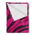 thumbnail image 2 of Teen Room Soft Flannel Fleece Blanket, Vibrant Zebra Skin Motif in Hot Tone Africal Animal Safari Fashion Image, Cozy Plush for Indoor and Outdoor Use, 50" x 70", Magenta and Black, by Ambesonne, 2 of 5