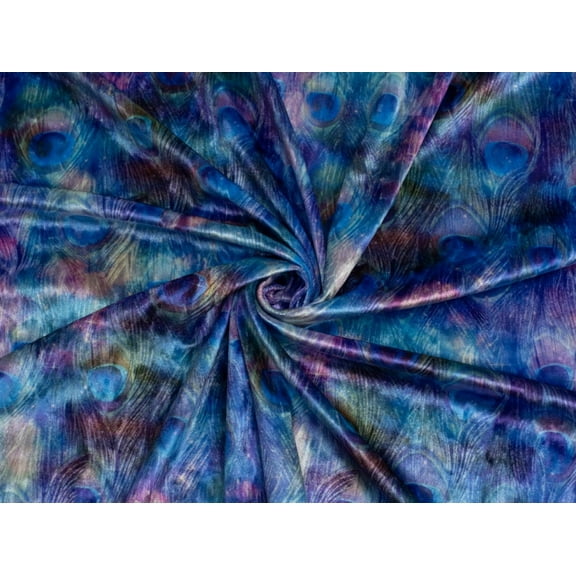 Minerva Exclusive Peacock Nebula Crush Velvet Stretch Knit Fabric - per yard
