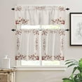 thumbnail image 2 of Brown Flowers Kitchen Curtains and Valances Set, Rod Pocket Curtains Tier Farmhouse Window Curtains 24 Inch Length, Minimalism Farmhouse Fall Leaves Vines 3 Piece Kitchen Curtains Set, 2 of 6
