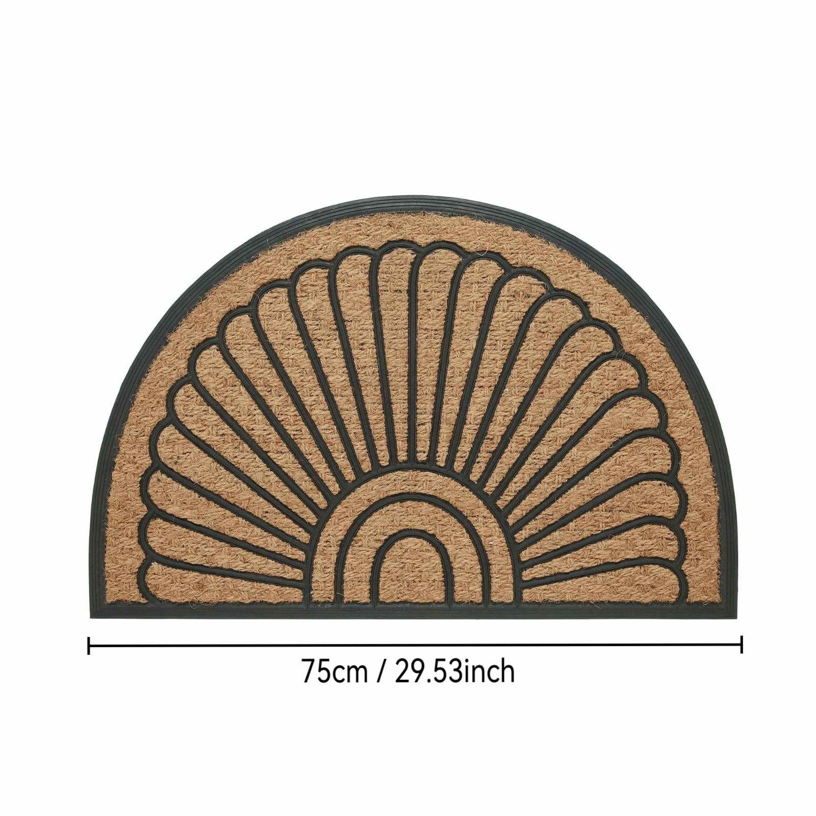50*75cm Floral Patterned Floor Mat, Sunburst Coir and Rubber Outdoor Doormat, Half Round, Carpet Door Decoration, Non Slip Door Mat, Front Door Mat, Outdoor Rug, Porch Mat, Welcome Mat