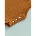 thumbnail image 5 of Toddler Baby Boy Girl Summer Clothes Sets Shell Print Strap Button Plaid Knitted Bodysuits+Shorts Tracksuits, 5 of 7