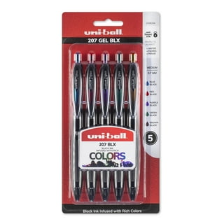 Uni-Ball Signo 207 Retractable Gel Pen, 0.5mm Micro Point, Black, Pack of 6