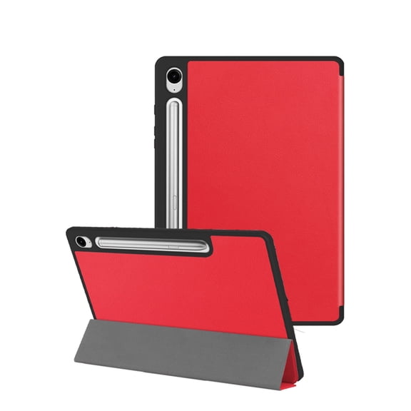 Trifold Stand Tablet Case for Samsung Galaxy Tab S10 FE 10.9", PU Leather Shockproof Cover-Red